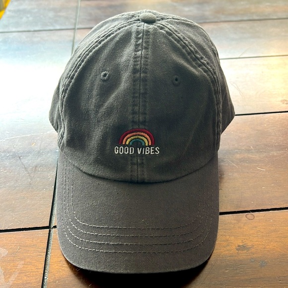 Good Vibes Rainbow Ball Cap Adjustable Baseball Cap Hat - Picture 1 of 9